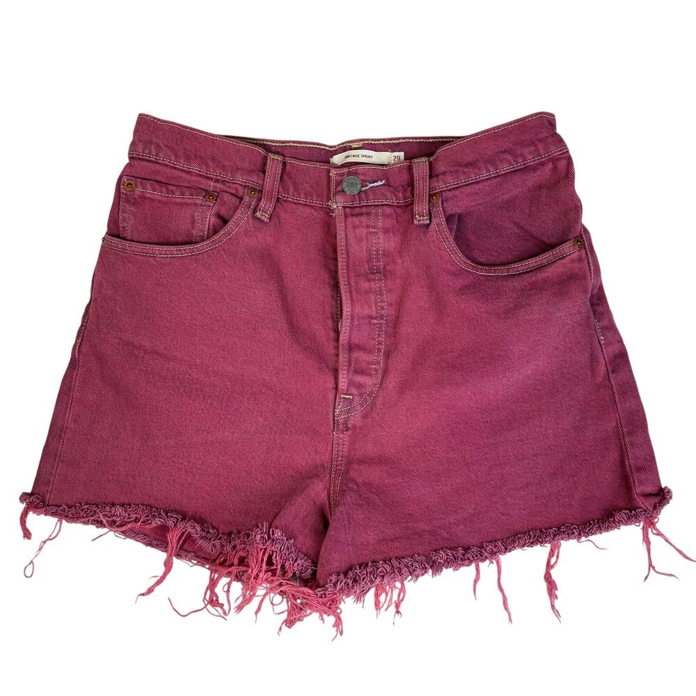 LEVIS VINTAGE WOMEN'S RIBCAGE SHORT DISTRESSED SHORTS SIZE 29